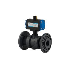 U-Pvc Tek Etkili Pnömatik Aktüatörlü Küresel Vana Çift Taraf Flanş Bağlantılı Yüksek Dayanımlı