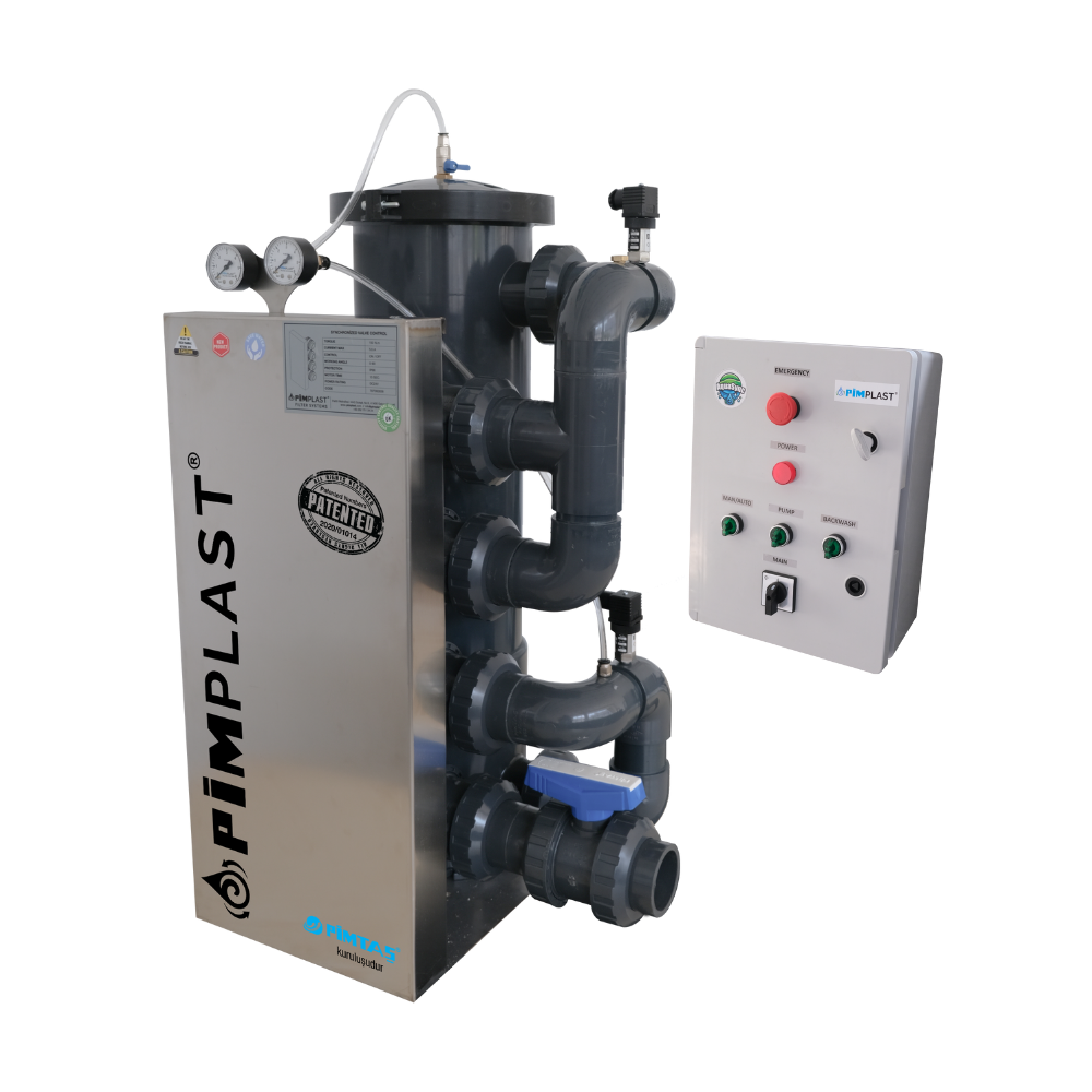 OTOMATİK (AQUSYCN ZAMAN KONTROLLÜ) NANO FİBER VORTEX FİLTRE 27 m3/h  GİRİŞ-ÇIKIŞ AYNI YÖN