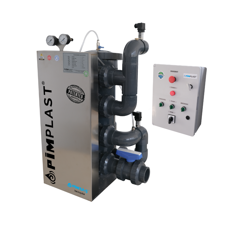 OTOMATİK (ASTRONOMİK ZAMAN SAATLİ) NANO FİBER VORTEX FİLTRE 17 m3/h  GİRİŞ-ÇIKIŞ AYNI YÖN