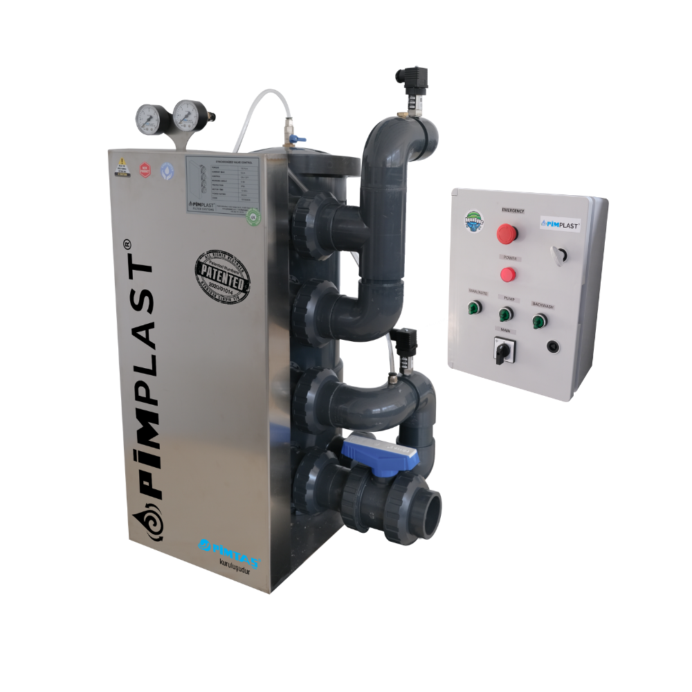 OTOMATİK (ASTRONOMİK ZAMAN SAATLİ) NANO FİBER VORTEX FİLTRE 17 m3/h  GİRİŞ-ÇIKIŞ AYNI YÖN